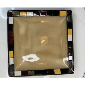 Home Trends MOSAIC 11" Tile Square Dinner Plate Warm Neutral Colors